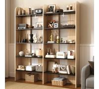ZHOMGG Bibliothèque 5 Niveaux 135x25x160cm, Étagère de Rangement, Naturel | Grande Capacité, Séparation Centrale par Niveau, Renfort Métallique, 40kg, Design Ouvert, Pour Salon/Bureau/Chambre