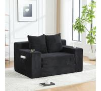 ZHOMGG Canapé Convertible 2 Places en Velours Côtelé, sans Montage | Modulable, Coussins, Porte-Gobelets et Poches Latérales, Mousse à Mémoire Fragmentée, Canapé-lit Compact pour Studio