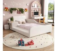 ZHOMGG Lit Plateforme Velours 90x200cm, Lit Simple avec Bureau et Tabouret | Barrière de Lit Enfant Sécurisée, Lit Rembourré avec Sommier à Lattes Bois, Étagère de Rangement, Tête de Lit Moelleuse