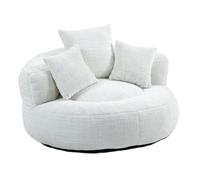 ZHOMGG Pouf Salon, Fauteuil Relax Doux en Chenille, Lazy Sofa, Blanc | Canapé Pouf Géant sans Montage, Canapé Compressé avec 3 Coussins, Canape lit pour Chambre et Lecture