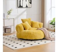 ZHOMGG Pouf Salon, Fauteuil Relax Doux en Velours Côtelé, Lazy Sofa, Jaune | Canapé Pouf Géant sans Montage, Canapé Compressé avec 3 Coussins, Canape lit pour Chambre et Lecture