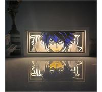 Zhongkaihua Death Note Lampe LED Boîte lumineuse Anime Death Note L Figure Art Papercut Lampes de table Cadre Lumineux Décoration de bureau Cadeaux