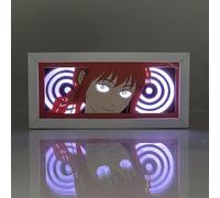 Zhongkaihua Denji Anime 3D lampe de table de découpage en papier Veilleuse lampe de chevet Makima Anime et Manga boîte d'ombre de découpage en papier lumineuse créative décorative pour la chambre à