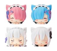 Zhongkaihua Ensemble de figurines Emilia avec oreilles de chat Rem Ram Echidna Emilia 4,5 cm - Décoration de bureau mignonne