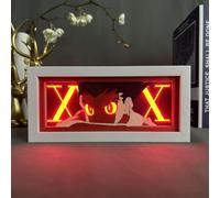 Zhongkaihua Veilleuse Anime Gon Freecss Figure Art Sculpture sur papier, boîte à lumière Anime Papercut Lampe Décoration de bureau Cadeaux