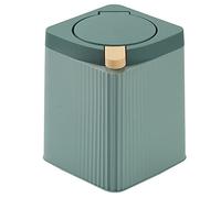 Zhongren Petite poubelle à papier carrée avec couvercle à poussoir pour cuisine, salle de bain, salon, bureau, poubelle en plastique - 8 L (vert)
