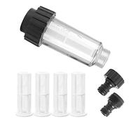 Zhongtou Filtre Pompe pour Nettoyeur Haute Pression Filtre à Eau 3/4" avec 4 Inserts de Filtre et 2 Adaptateurs Filtre Accessoires pour Kärcher Jardin Filtre Tuyau Arrosage Camping Car