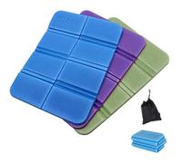 Zhongtou Lot de 3 Coussins de Siège d’Extérieur Pliables - Tapis d’Assise Bleu, Vert et Violet 4 Fois Pliant, Étanche et Isolé - pour Camping, Randonnée, Pique Nique, Stade