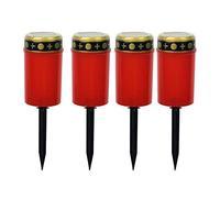 ZHOUYQX 4 Bougies LED Rouges vacillantes pour cimetière, résistantes à la Pluie et aux intempéries, pour deuil et en Fin de Vie.