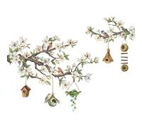 ZHOUYQX Oiseau sur Une Branche Fleurie - Stickers muraux Autocollants pour fenêtre - Décorations pour Cages à Oiseaux - Papier Peint Autocollant pour Chambre vitrée