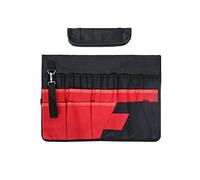 ZHOUYQX Sac Seau à Outils de Jardinage avec 42 Poches, Multifonctionnel, en Tissu Oxford Robuste, pour Femmes et Hommes, Noir et Rouge.