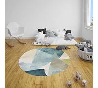 ZHOUZHOU Tapis rond, 80 cm, de style moderne, durable, antidérapant, à poils courts, lavable, pour salon, chambre à coucher, salle de jeux