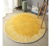 ZHOUZHOU Tapis rond en coton doux, antidérapant, anti-fatigue, lavable, style simple, tapis de sol à poils courts pour chambre à coucher, salon, cuisine, 60 cm, jaune
