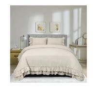 ZHSOAO Ensemble de Housse Couette 3 pièces, Ensemble literie Chic à Volants, Doux et léger pour Lit Double(White)