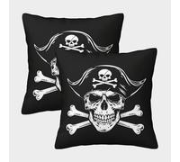 ZHUICHENG Crâne de Style Pirate Housse De Coussin Ensemble De 2 Taie d'oreiller Décoratif Canapé Confort Et Douceur Garantis Housses De Coussin pour Canapé-lit 40x40cm