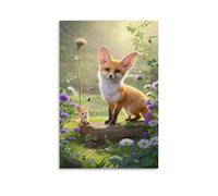 ZHUICHENG Peinture Sur Renard fennec Toile/Fresque Murale 3D- Décoration Salon,Chambre&Bureau. Résistante Aux UV&Facile À Nettoyer,Style Peinture À L'huile Moderne 20x30inch(50x75cm)