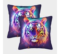 ZHUICHENG Tigre Housse De Coussin Ensemble De 2 Tigres colorés Taie d'oreiller Décoratif Canapé Confort Et Douceur Garantis Housses De Coussin pour Jardin 40x40cm