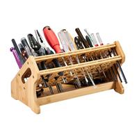 ZHUMCCY Organisateur De Tournevis | Support De Rangement En Bois À 53 Trous Avec Plateau - Organisateur De Petits Outils - Pour Hobby Artisanat Réparation Bureau Étagère Panneau Perforé Garage