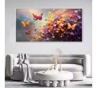 ZHUOYA Tableau décoratif papillon volant, peinture animalière papillon, impression d'image pour décoration murale, décoration moderne pour salon (70 x 100 cm/cadre intérieur)
