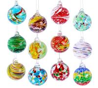 ZHURUININ Lot de 12 Boules de Noël et d'halloween en Verre soufflé à la Main pour Sapin de Noël, Boule de sorcière