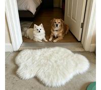 zhxinashu Tapis Blanc en Forme de Nuage en Peau de Mouton Moelleux, Moquette Chambre, Tapis en Fourrure Imitation Doux et Confortable pour Salon, Chambre Enfants(60x120)