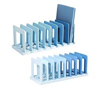 ZHYUAN Réglable Presse Livre Serre, Trieur de fichiers de bureau, Classeur de bureau, Porte-revues, Rangement bureau, Étagère de courrier, Organisateur de bureau, avec 8 compartiments, étagère (bleu)