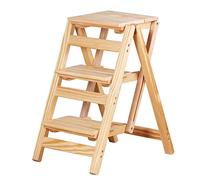ZHZ-DT Escabeau à 3 marches Bois Tabourets Chaise Echelle Pliant Marche-Pieds Pliable Marchepied Securité Antidérapant Multifonctionnel Camping Cuisine Bibliotheque, 150 kg Capacité
