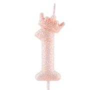 Zi Lan Bougie d'anniversaire chiffre 1 couronne rose pailletée