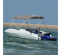 Ziaphsol 4-Bow Bimini Top avec panneaux latéraux en polyester PU 600D, cadre en aluminium, 243 x 200-213 x 137 cm, gris anthracite, pour yacht, bateau, bateau gonflable, protection solaire, capot de