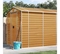Ziaphsol Abri de Jardin en métal Marron Clair 191x810x198 cm avec Toit en Pente et Ventilation pour Rangement extérieur sécurisé