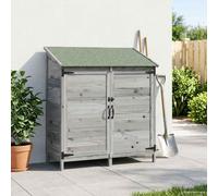 Ziaphsol Abri de jardin gris 106,5 x 56 x 113,5 cm en épicéa massif avec toit incliné, porte de ventilation, verrouillable pour appareils, outils et abri de vélo