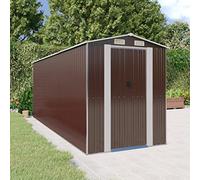 Ziaphsol Abri de jardin marron foncé 192 x 523 x 223 cm en acier galvanisé avec porte coulissante verrouillable pour outils de jardin, tondeuses à gazon et vélo d'extérieur