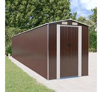 Ziaphsol Abri de jardin marron foncé en acier galvanisé - 192 x 938 x 223 cm - Porte coulissante verrouillable - Résistant aux intempéries - Pour outils, tondeuses à gazon, vélo et accessoires de