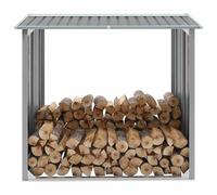 Ziaphsol Abri de Stockage de Bois en Acier galvanisé Gris 172x91x154 cm pour cheminée poêle Foyer Rangement extérieur intérieur Support Support Support