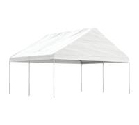 Ziaphsol Abri pergola avec Toit Blanc 4,46x5,88 m en polyéthylène et Acier Robuste pour terrasse Jardin extérieur Patio Balcon Protection Contre Soleil Pluie Ombre