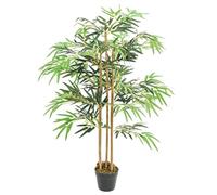 Ziaphsol Arbre en bambou artificiel de 120 cm de hauteur, 730 feuilles en fibre textile, vert, avec pot en plastique pour salon, bureau, balcon, décoration intérieure et extérieure, motif de feuilles