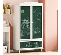Ziaphsol Ardoise Ardoise Armoire Armoire Blanc 90 x 45 x 165 cm Bois avec 2 portes à charnières Porte Tableau pour chambre d'enfant Rangement