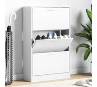 Ziaphsol Armoire à Chaussures Blanche 63x24x103 cm en Bois d'ingénierie avec 3 tiroirs rabattables pour Rangement organisé dans entrée, Couloir, Chambre ou vestiaire, idéale pour Bottes, Sandales