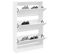 Ziaphsol Armoire à Chaussures Blanche 80x21x125,5 cm en Bois d'ingénierie pour Rangement organisé dans entrée, Couloir ou vestiaire avec 3 tiroirs rabattables et Surface Robuste