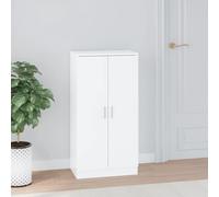 Ziaphsol Armoire à chaussures blanche brillante 55 x 35 x 108 cm en bois avec 7 compartiments, porte et support mural pour couloir, entrée, organiseur peu encombrant, commode stable