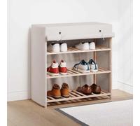 Ziaphsol Armoire à Chaussures en Tissu Blanc 79x40x80 cm avec 3 Niveaux, Rangement modulable pour entrée, Chambre ou buanderie, capacité de 6 Paires, Facile à déplacer et à Assembler