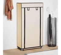 Ziaphsol Armoire à Chaussures en Tissu crème 58x28x106 cm avec Housse de Protection, Rangement modulable pour Maison, entrée, Chambre et vestiaire, capacité de 10 Paires, Facile à déplacer