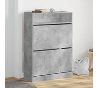 Ziaphsol Armoire à Chaussures Gris béton avec 2 tiroirs rabattables, Meuble de Rangement modulable pour entrée, penderie ou vestiaire, capacité de 8 Paires, Design Moderne
