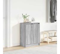 Ziaphsol Armoire à chaussures gris Sonoma 57 x 34 x 76 cm en bois avec 2 portes, 8 étagères, armoire peu encombrante pour couloir, entrée, vestiaire, construction solide en bois et métal, design