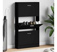 Ziaphsol Armoire à Chaussures Noire 59x17x108 cm en Bois d'ingénierie avec 3 tiroirs rabattables pour Rangement organisé dans entrée, Couloir, Chambre ou vestiaire, Design Moderne et Durable