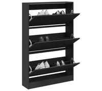 Ziaphsol Armoire à Chaussures Noire 80x21x125,5 cm en Bois d'ingénierie avec 3 tiroirs rabattables pour Rangement organisé dans entrée Couloir vestiaire Maison