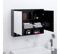 Ziaphsol Armoire à Miroir Salle de Bain 80x15x60 cm MDF Anthracite avec USB Rangement Mural pour Toilette, Miroir Colonne, Meuble lavabo, Porte, étagère Suspendue, Design Contemporain