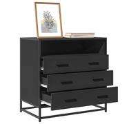 Ziaphsol Armoire à tiroirs noire 70 x 41 x 70 cm en bois et métal, 3 tiroirs, commode, buffet avec espace de rangement pour ranger dans la chambre à coucher, le salon, le couloir, le couloir, 70 kg