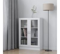 Ziaphsol Armoire à vitrine Blanche 82,5x30,5x115 cm en Bois d'ingénierie avec étagères et Portes pour Rangement Salon Bureau Chambre Meuble décoratif