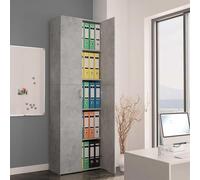 Ziaphsol Armoire de Bureau Gris béton 60x32x190 cm en Bois d'ingénierie avec 5 étagères pour Rangement de dossiers Documents Archives et Fournitures de Travail ou Maison